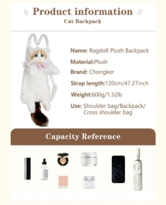 realistic pet backpack – cozy companion for travel & school