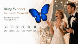 remote control flutter butterfly drone realistic flying toy with 2.4ghz control, rechargeable battery, for wedding surprise, party, indoor & outdoor play, great gift for kids and adults (blue)
