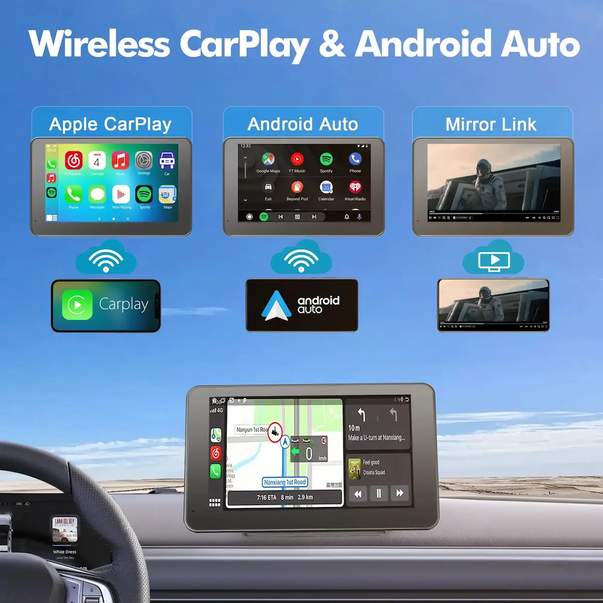 hd car backup display | 1080p ultra wide night vision rear view monitor