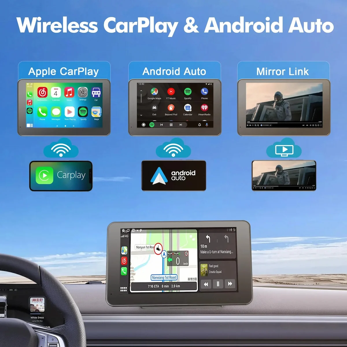 hd car backup display | 1080p ultra wide night vision rear view monitor