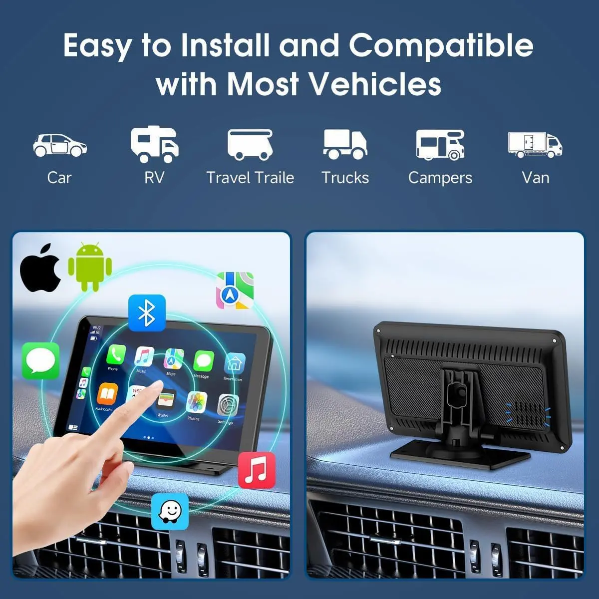 hd car backup display | 1080p ultra wide night vision rear view monitor